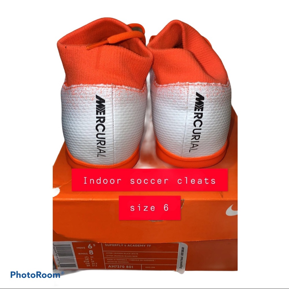 Nike Indoor Soccer Cleats Orange/White size 6